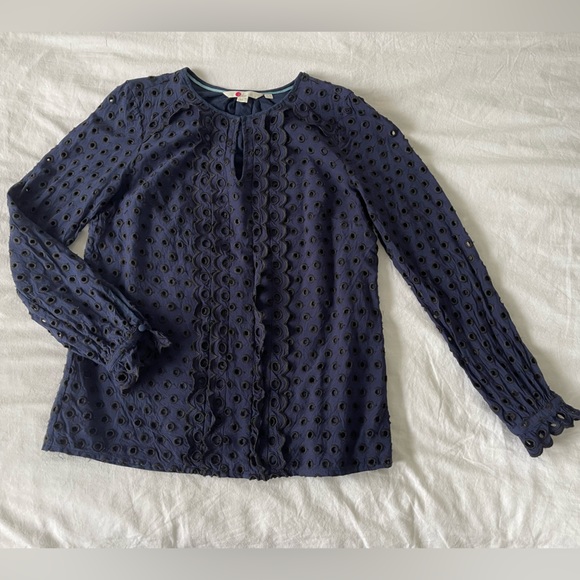 Boden Scallop Broderie Eyelet Long Sleeve Top. Sz 4 - Picture 6 of 6